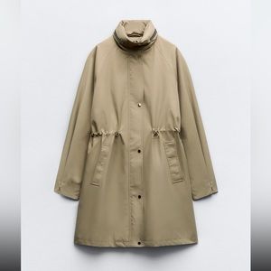 NWOT Zara Women’s Small Longline Hooded Packable Jacket